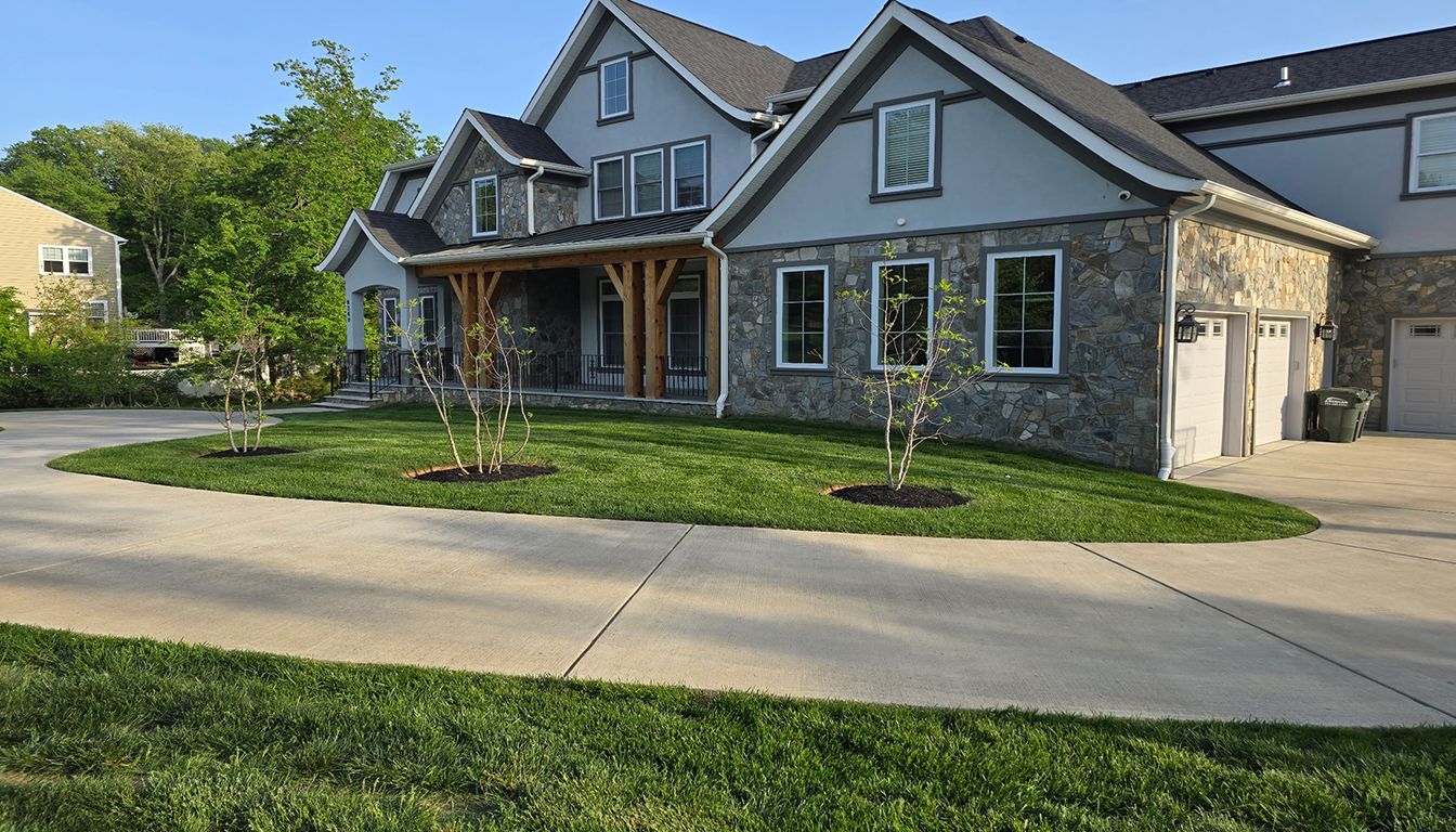 Professional landscaping team at work